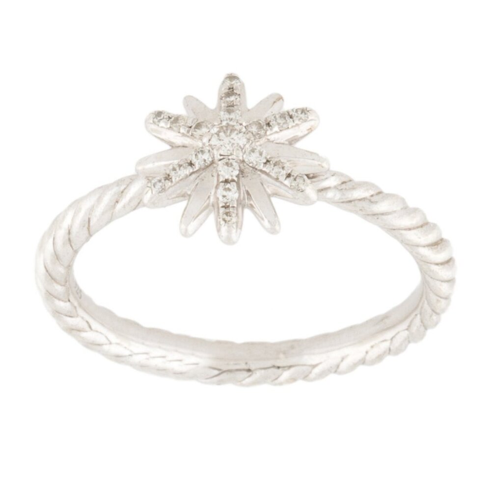 DAVID YURMAN DIAMOND STERLING SILVER STARBURST COCKTAIL RING - Picture 6 of 9